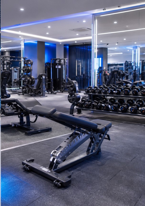 12 Street free weight training floor